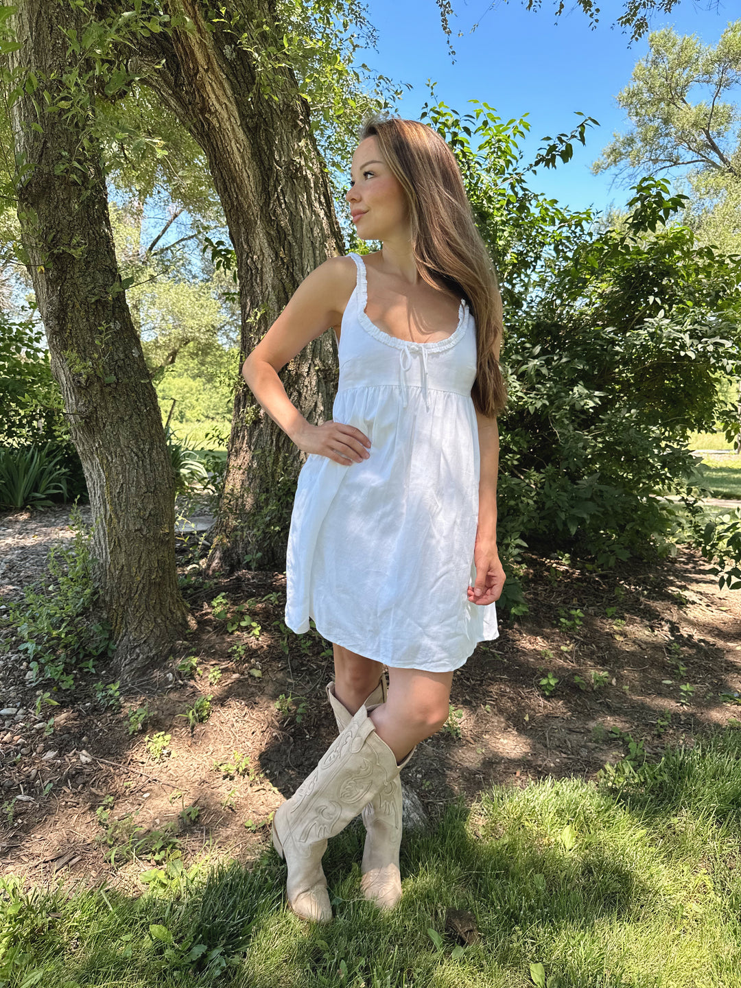 Lakelyn White Scoop Neck Mini Dress
