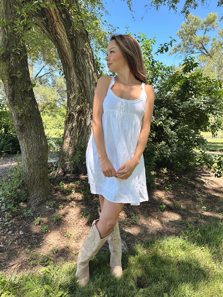 Lakelyn White Scoop Neck Mini Dress