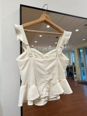 Nila Ivory Linen Peplum Top