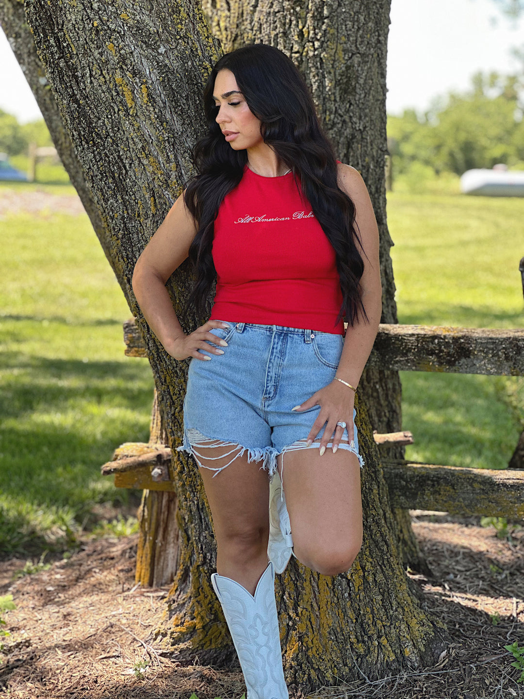 American Babe Red Tank Top