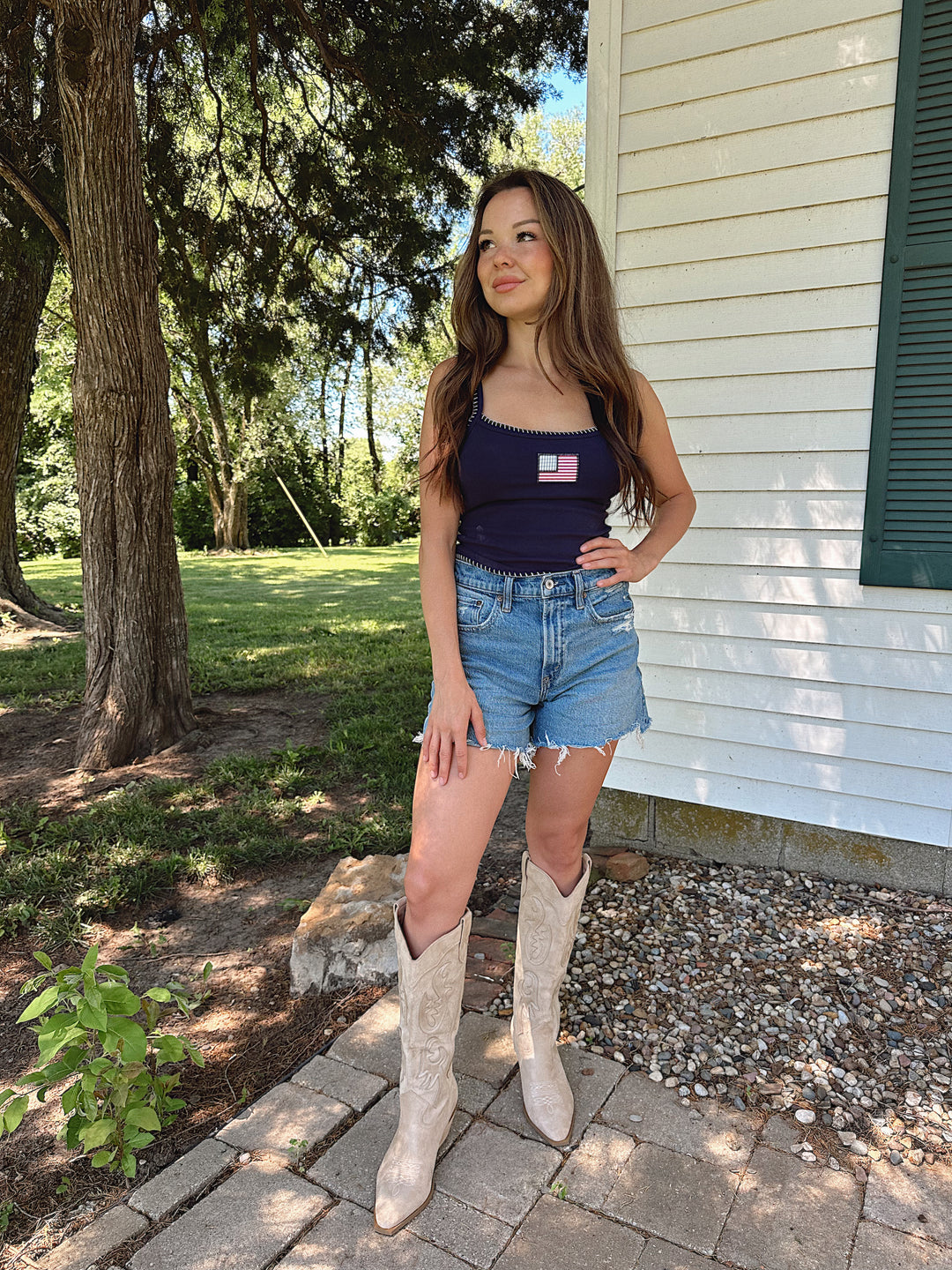 American Flag Tank Top- Navy