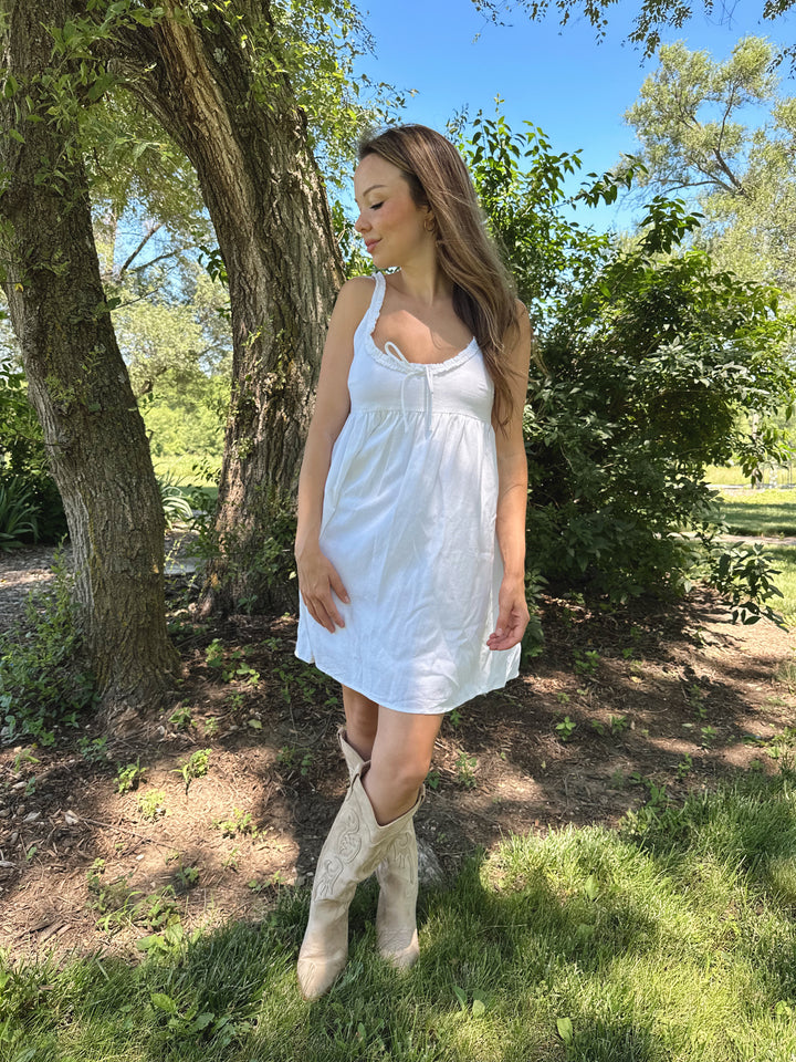 Lakelyn White Scoop Neck Mini Dress
