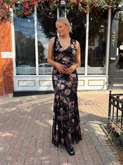 Sofie Black Floral Velvet Maxi Dress