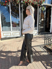 Miley Oatmeal Button Up Collared Cardigan