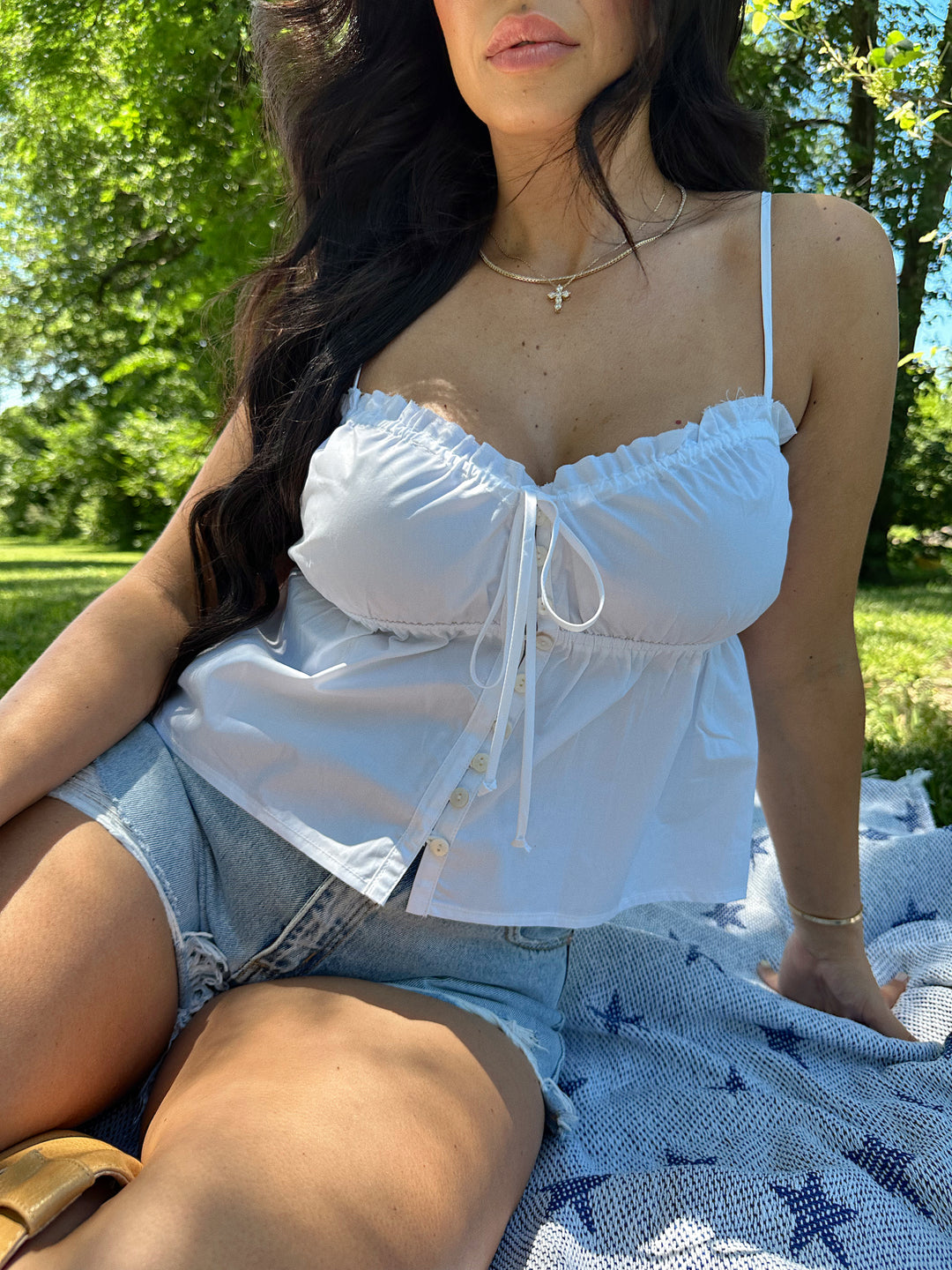Wendy Peplum Tank Top - White
