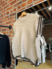 Lilia Taupe Tie Side Mock Neck Sweater Vest