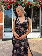 Sofie Black Floral Velvet Maxi Dress
