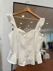 Nila Ivory Linen Peplum Top