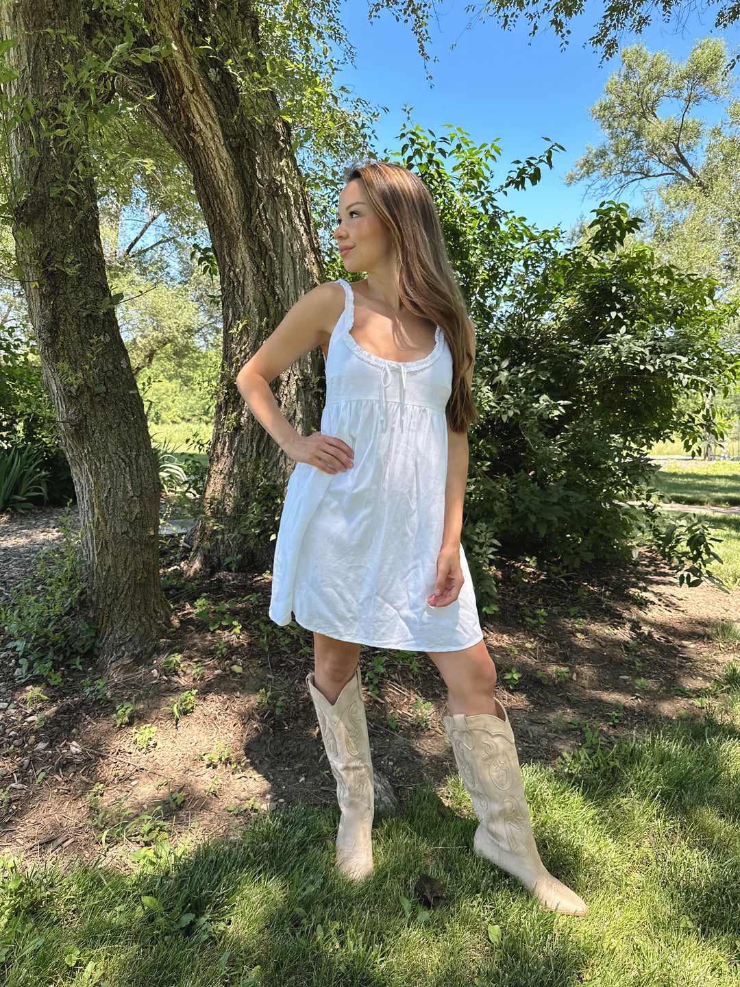 Lakelyn White Scoop Neck Mini Dress