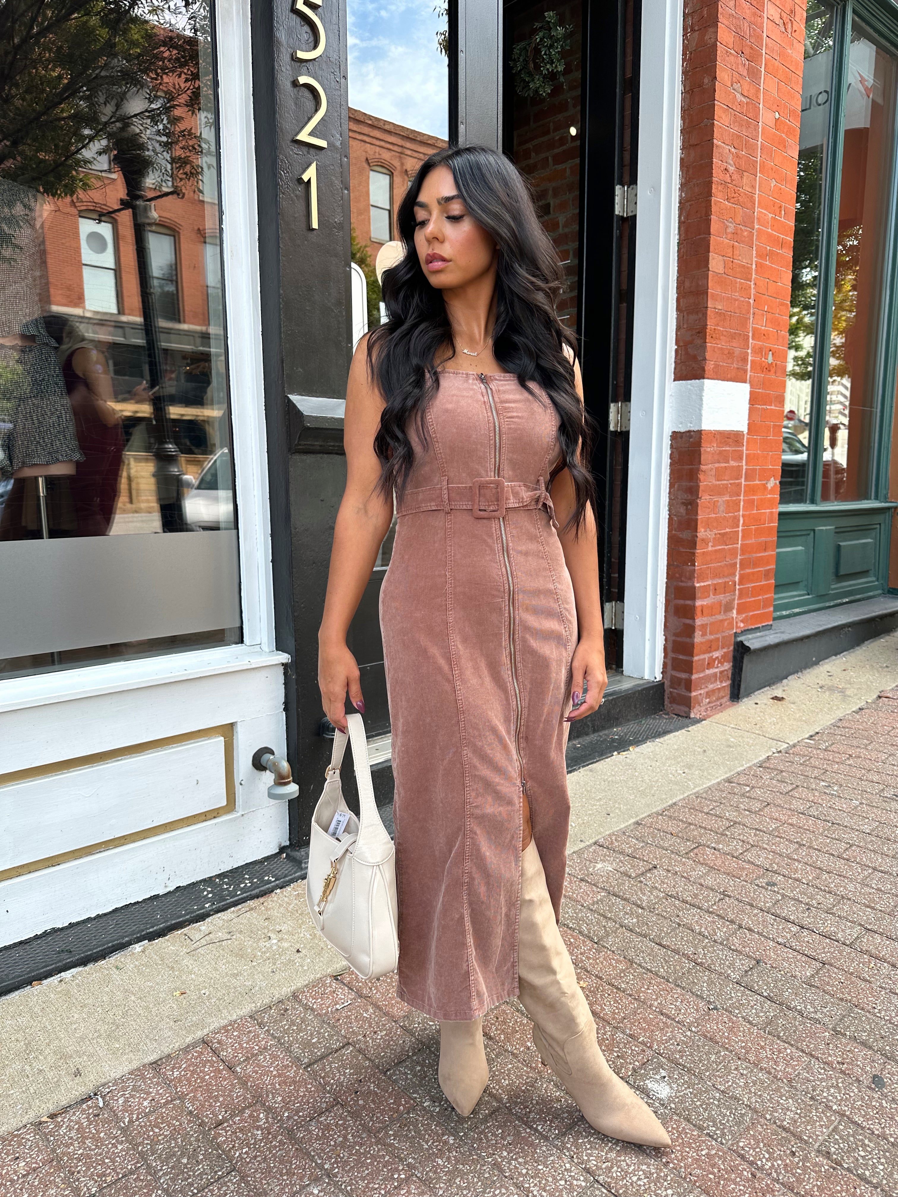 Alice Plum Corduroy Belted Midi Dress