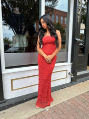 Remy Rust Lace Bodycon Maxi Dress
