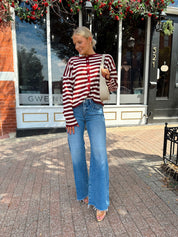 Breck Burgundy Striped Cardigan