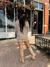 Annabelle Cream and Maroon Striped Two-Piece Skort Set