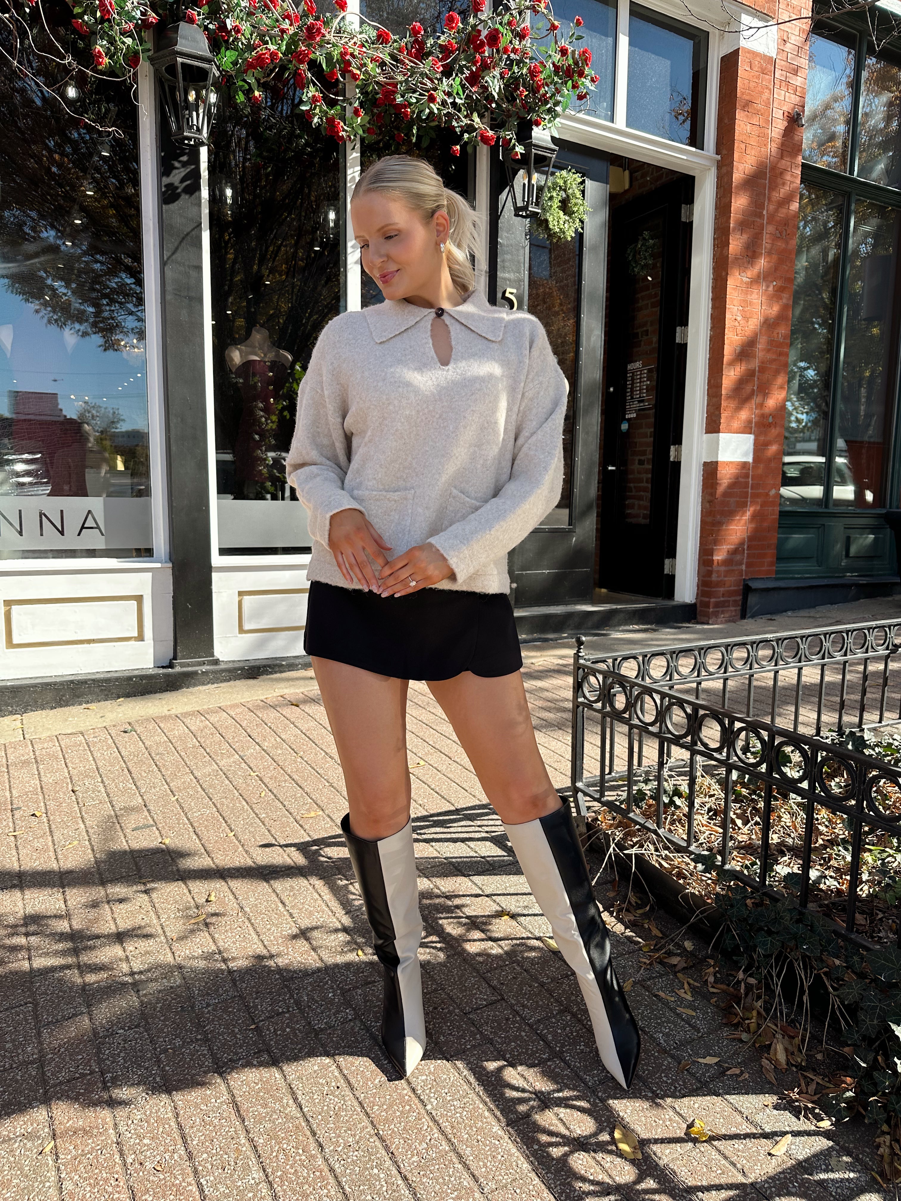 Linden Oatmeal Collared Sweater