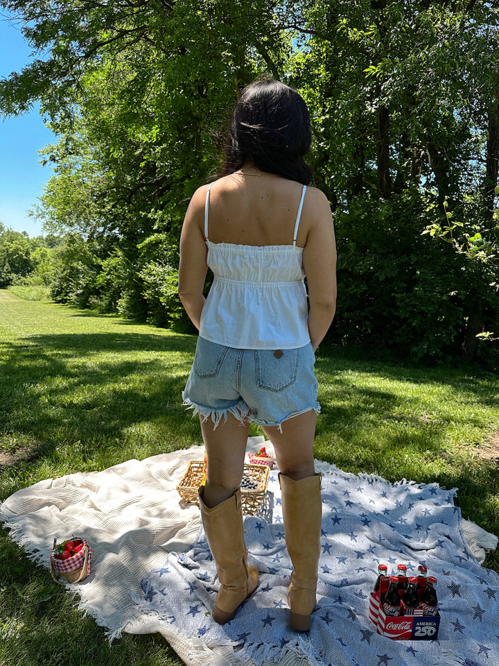 Wendy Peplum Tank Top - White