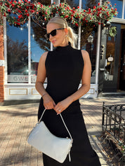 Drew Black Knit Turtleneck Sleeveless Maxi Dress