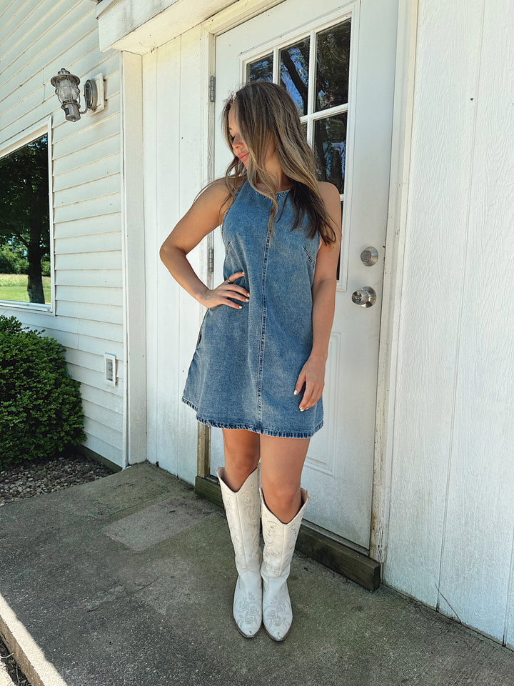 Sammy Denim Halter Mini Dress