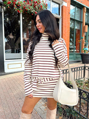 Annabelle Cream and Maroon Striped Two-Piece Skort Set