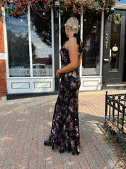 Sofie Black Floral Velvet Maxi Dress