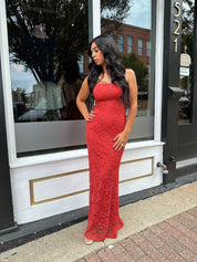 Remy Rust Lace Bodycon Maxi Dress