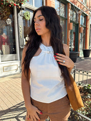 Maria White Buckle Detail Tank Top