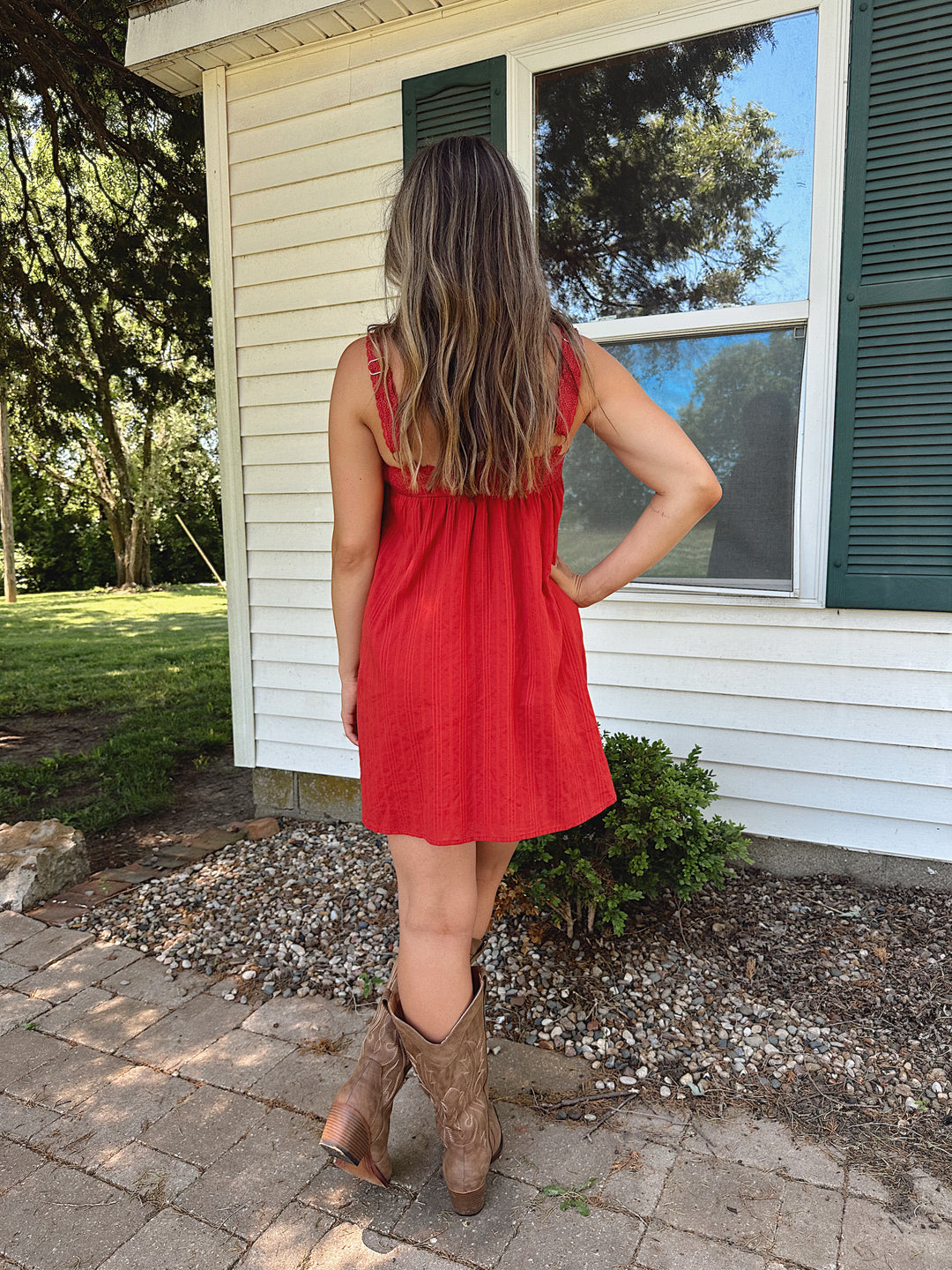 Gema Red Textured Mini Dress