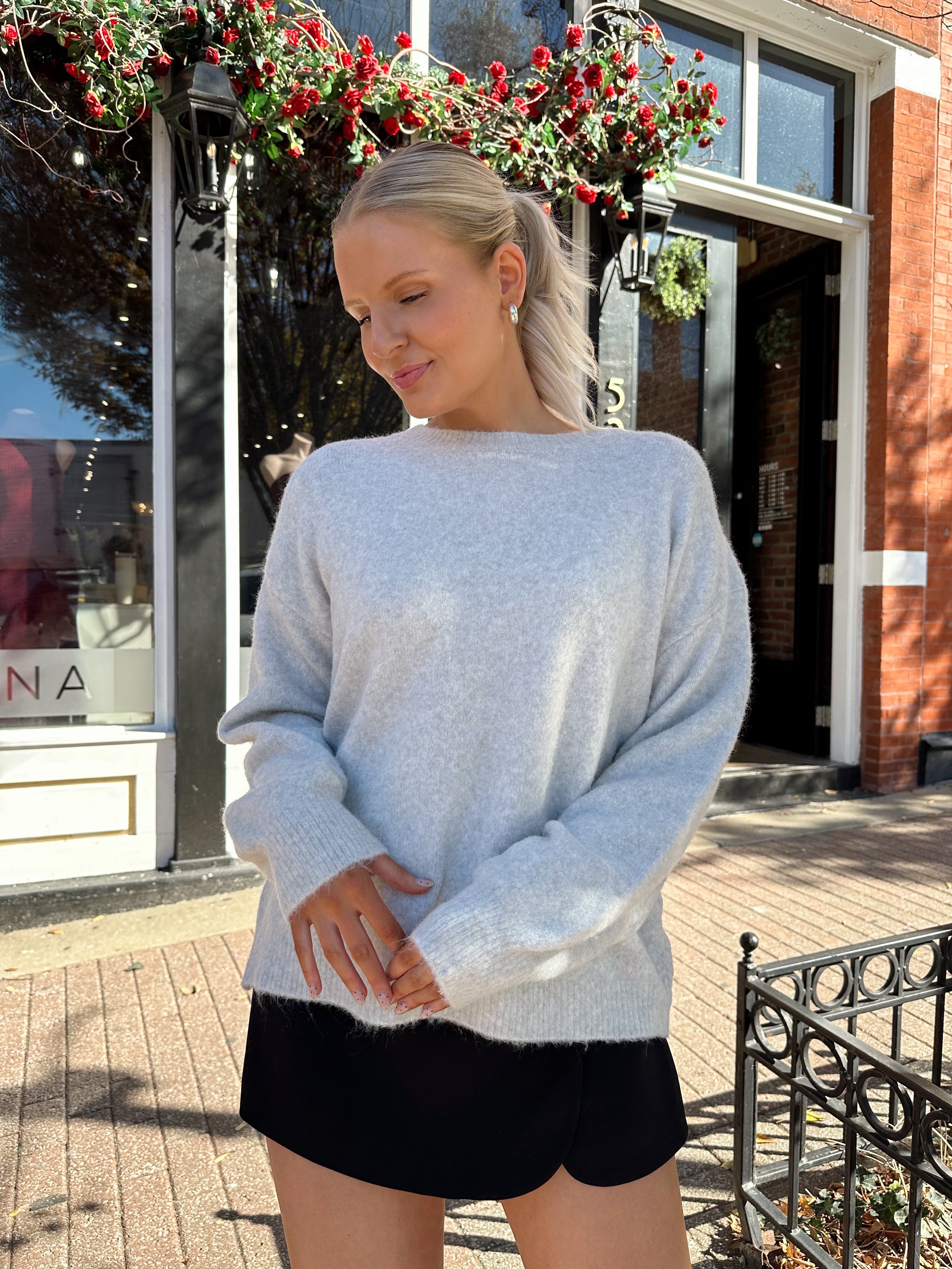 Lynda Grey Bow Back Sweater