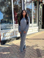 Kaycee Grey Cardigan and Wide Leg Pant Two-Piece Set