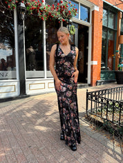 Sofie Black Floral Velvet Maxi Dress