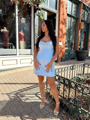 Maeve Sky Blue Jewel Mini Dress