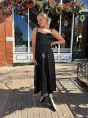 Nico Spaghetti Strap Leather Midi Dress