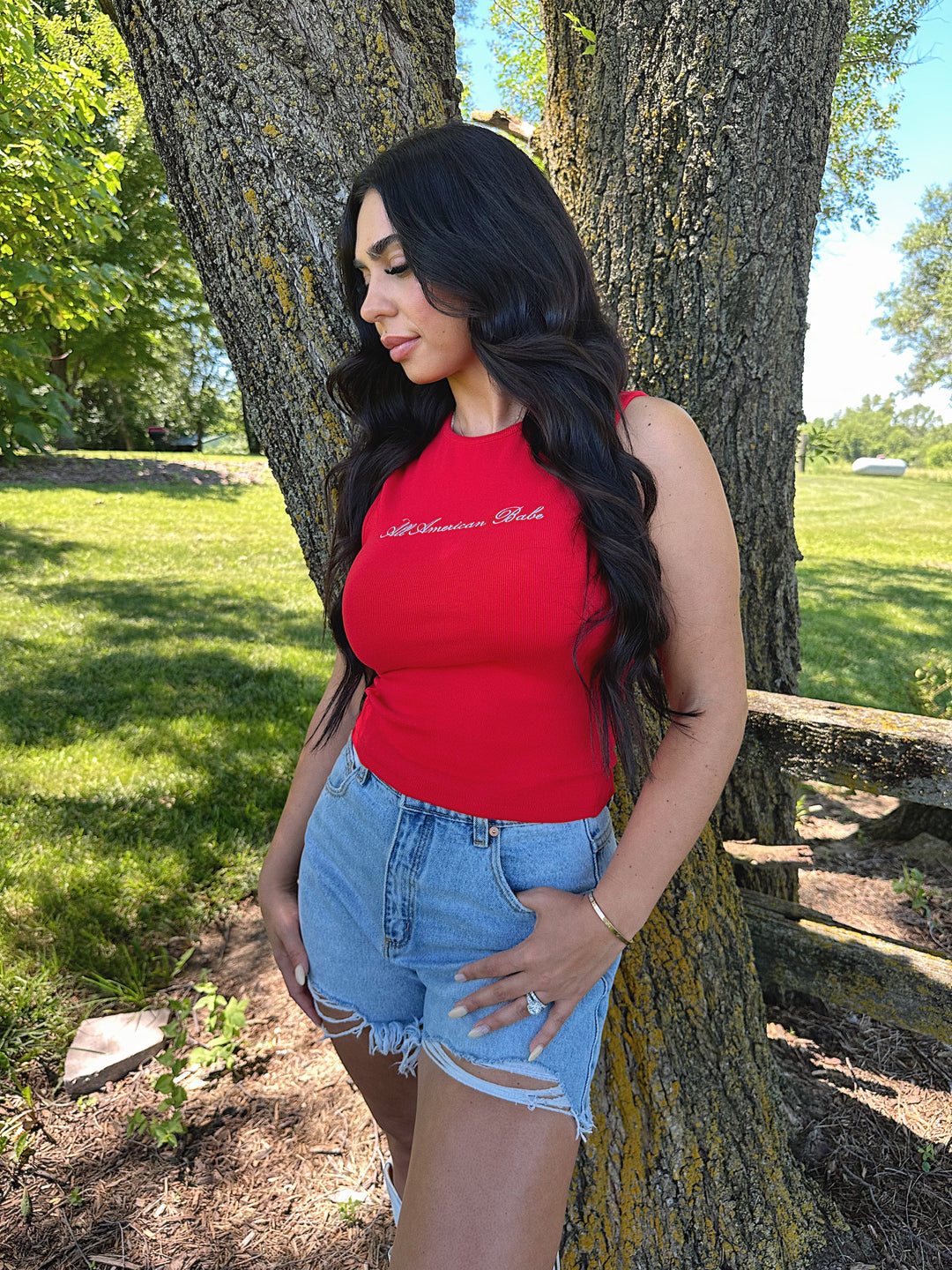 American Babe Red Tank Top