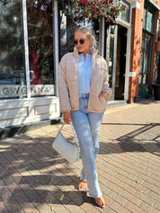 Taytum Beige Cable Knit Puff Coat