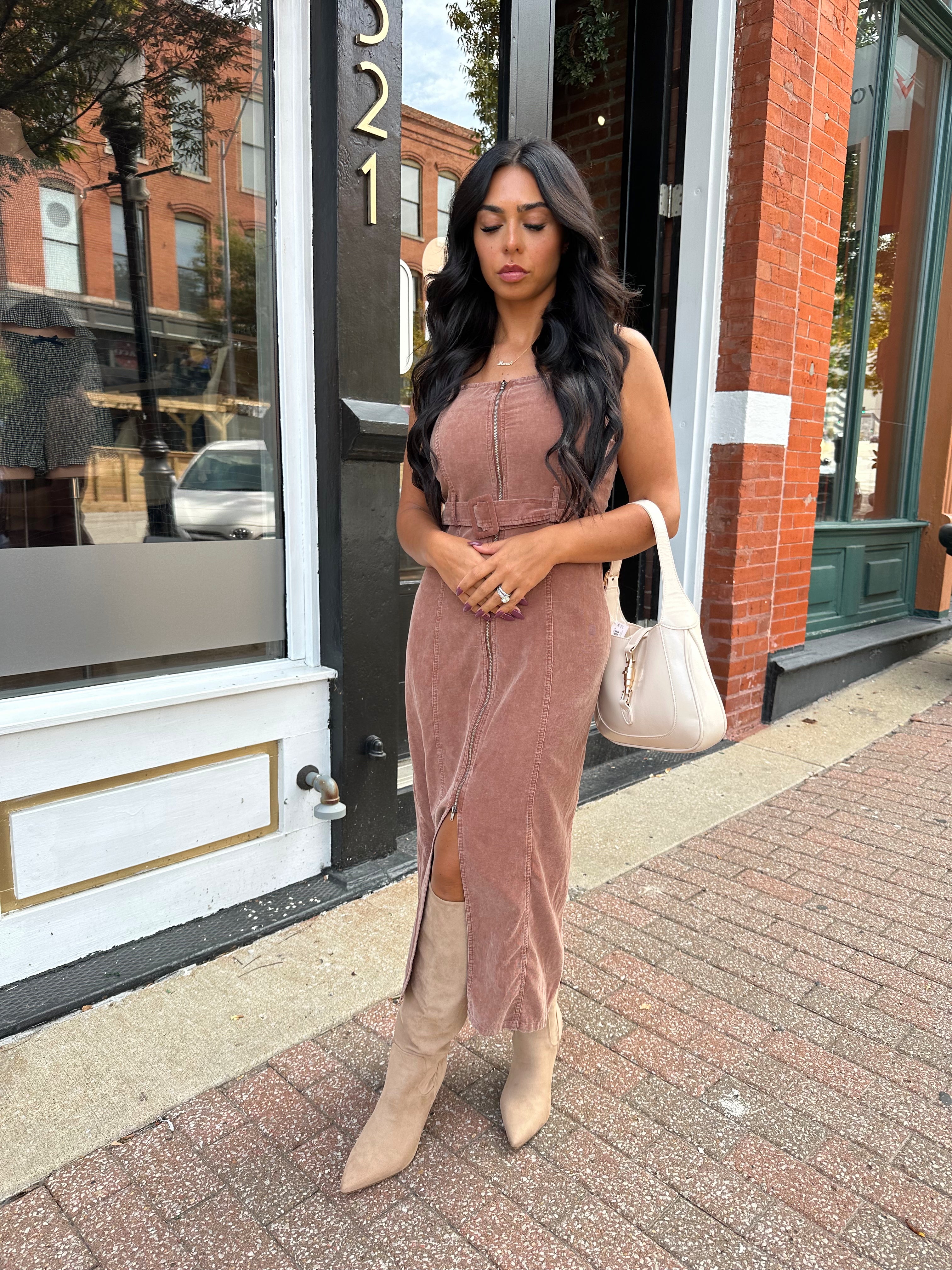 Alice Plum Corduroy Belted Midi Dress