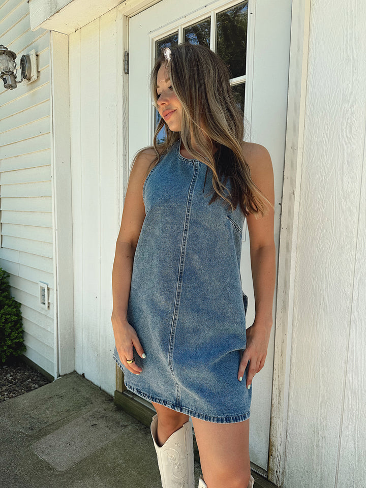 Sammy Denim Halter Mini Dress