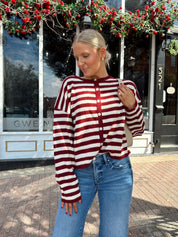 Breck Burgundy Striped Cardigan