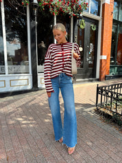 Breck Burgundy Striped Cardigan