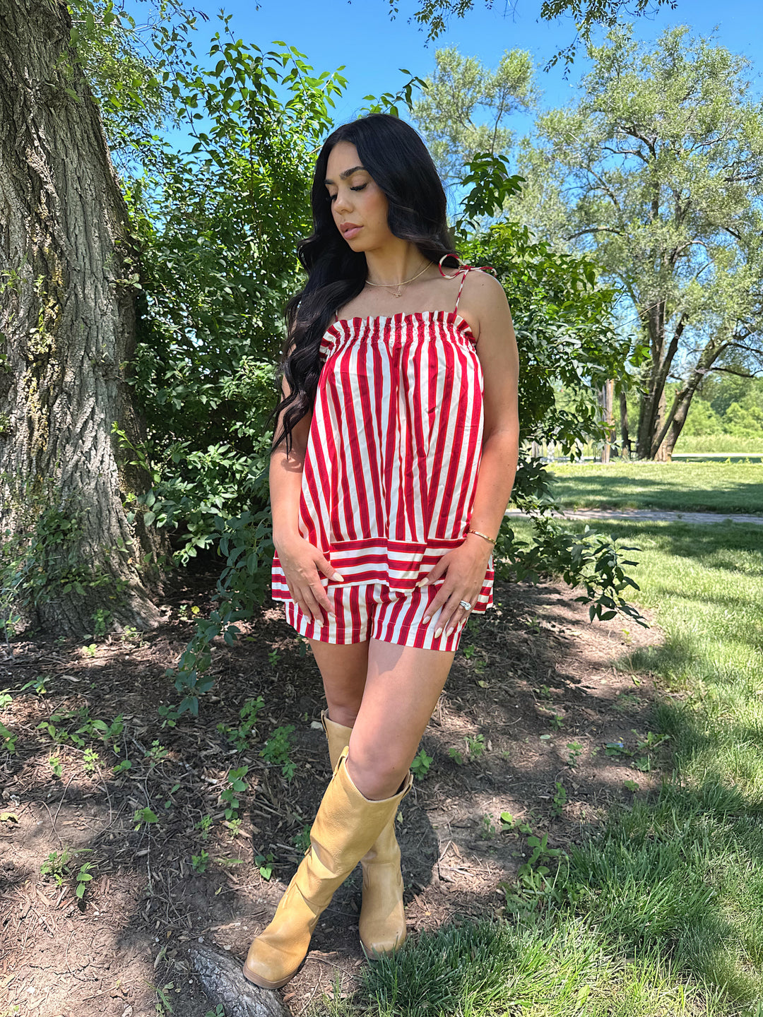 Georgia Red Striped Two Piece Set