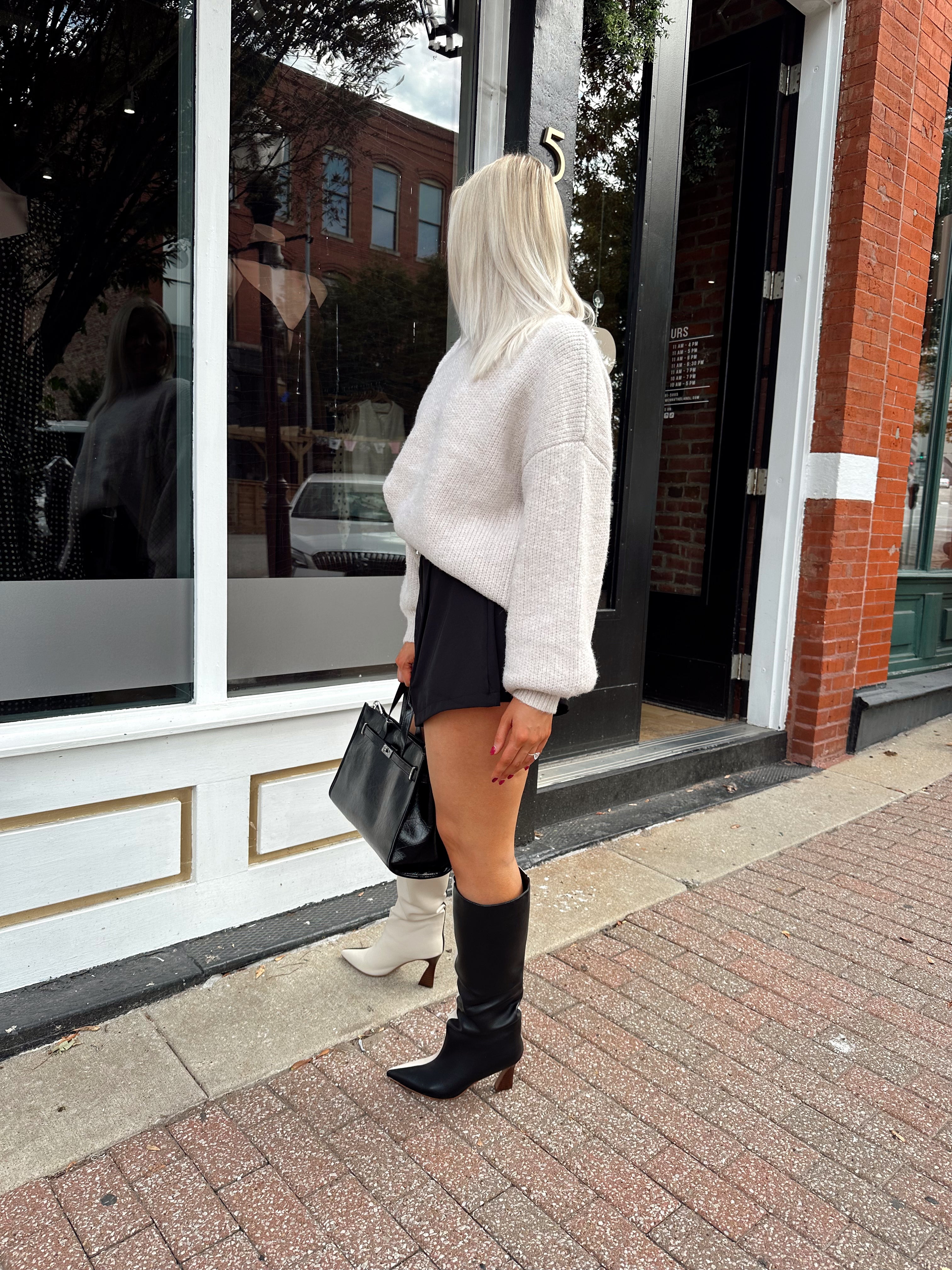 Stone Taupe Oversized Turtleneck Sweater