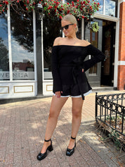 Demi Black and White Contrast Tailored Short