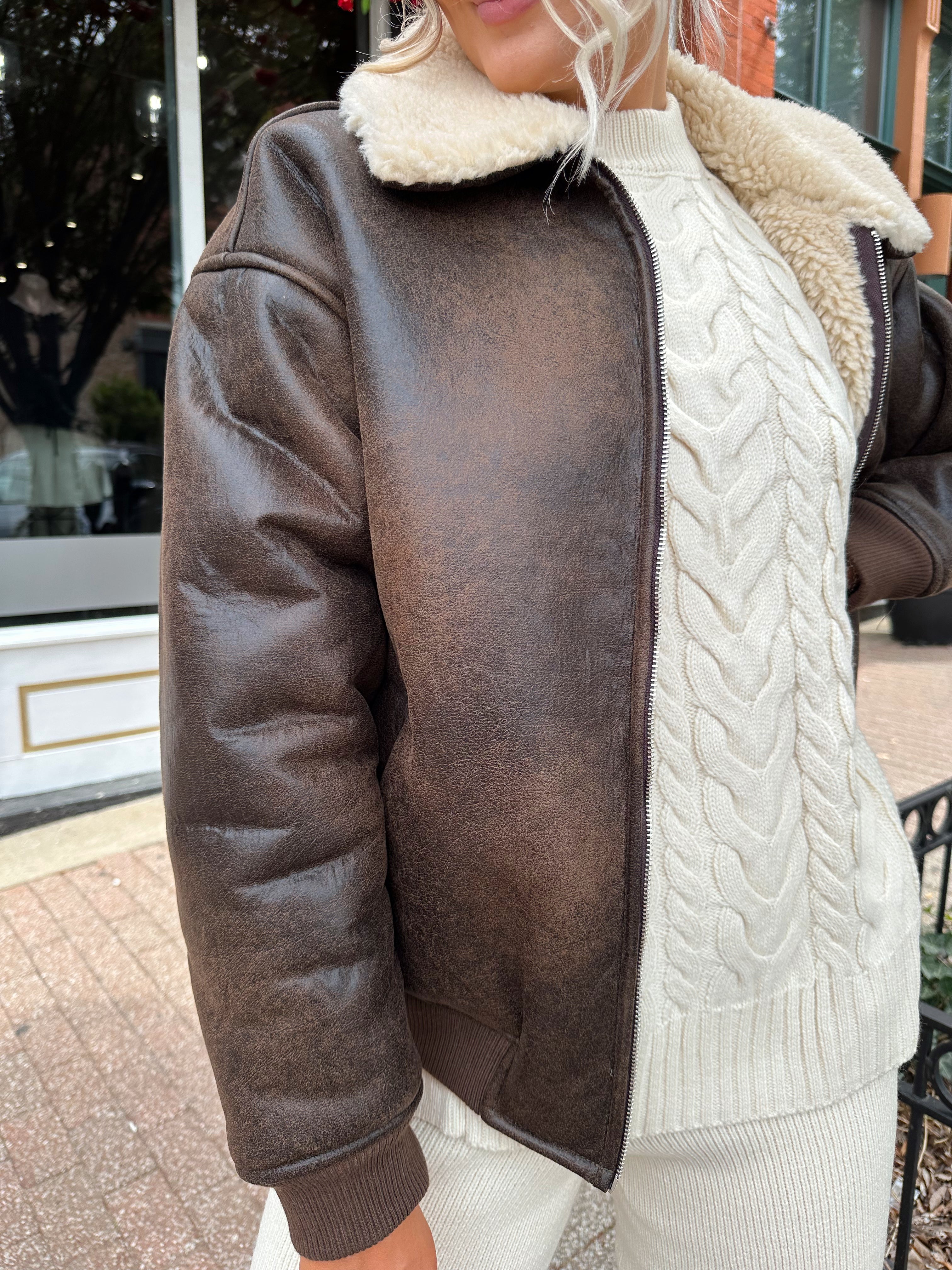 Brown Faux Leather Jacket