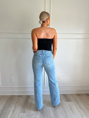 Rosie Medium Wash High Waisted Wide Leg Jean