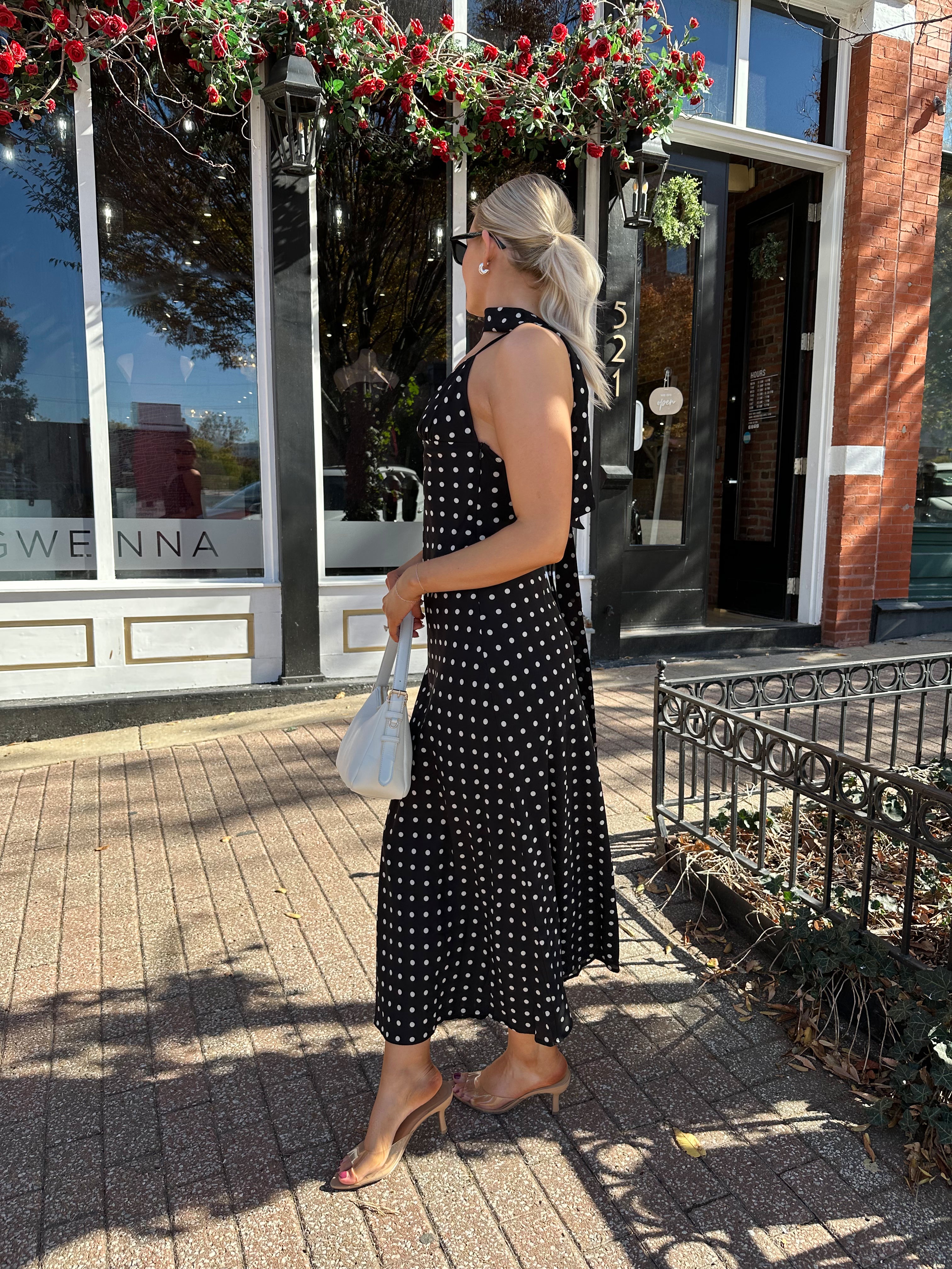 Thea Black and White Polka Dot Maxi Dress
