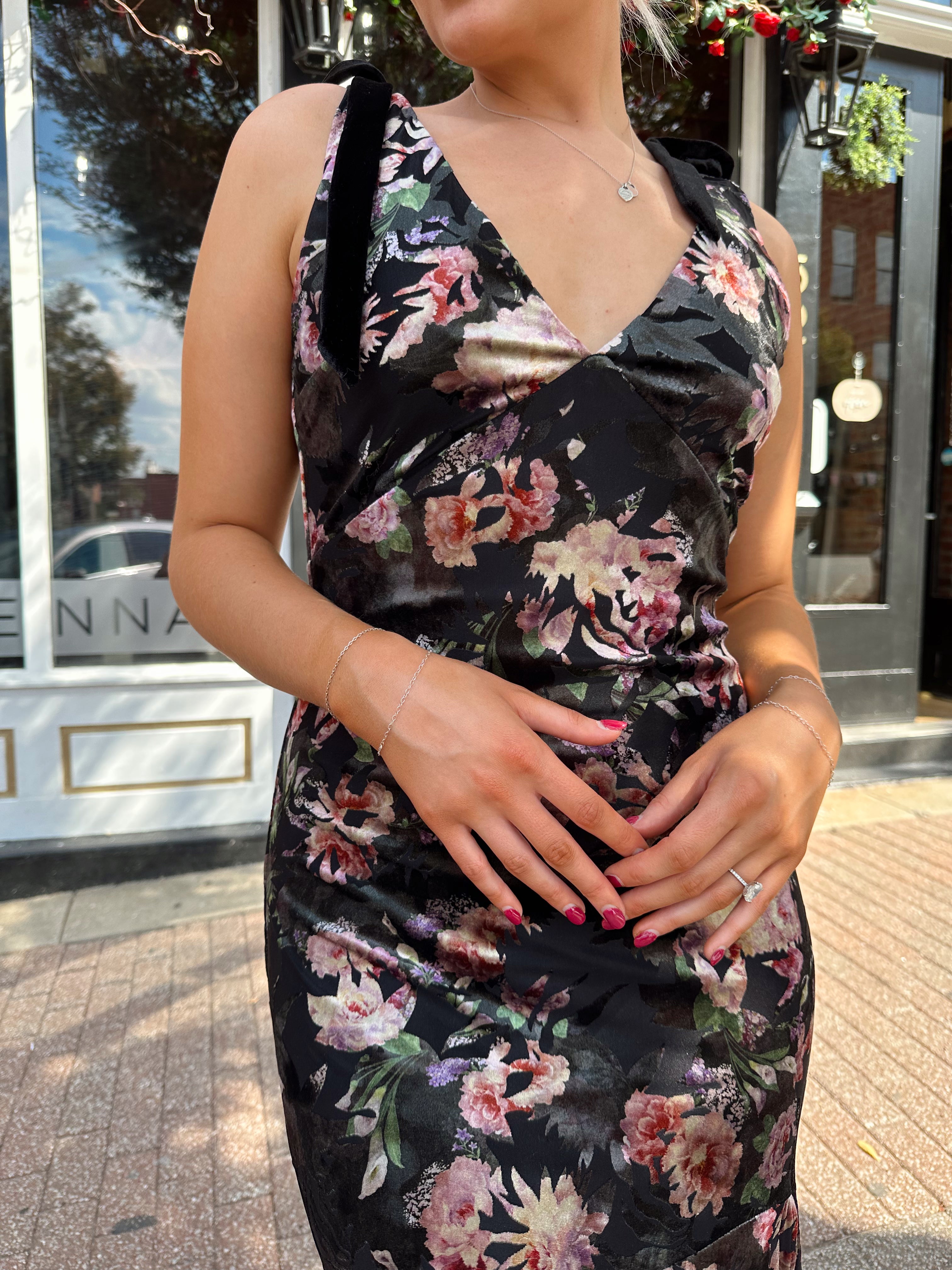 Sofie Black Floral Velvet Maxi Dress