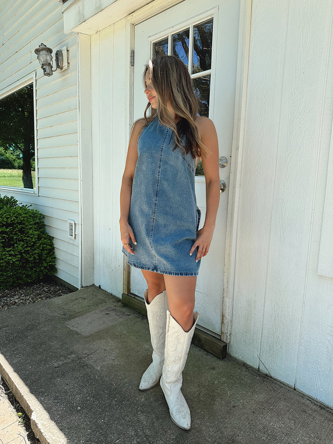 Sammy Denim Halter Mini Dress