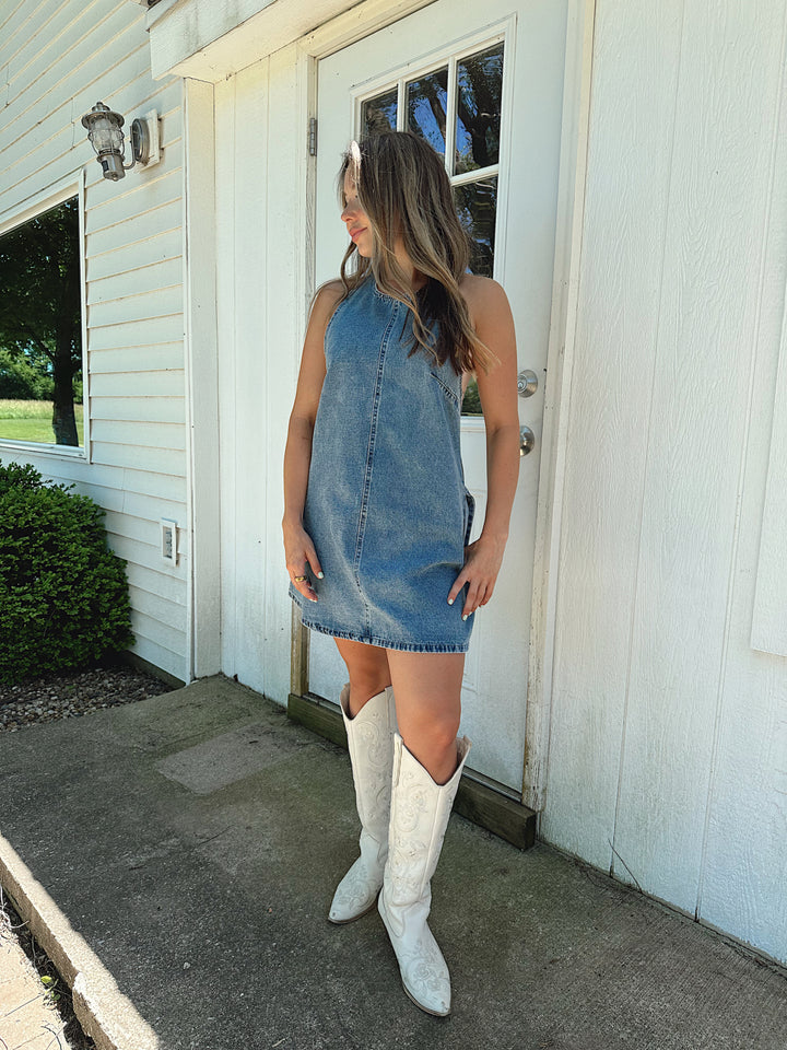 Sammy Denim Halter Mini Dress