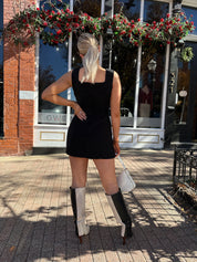 Kleo Black Bouclé Button Down Mini Dress