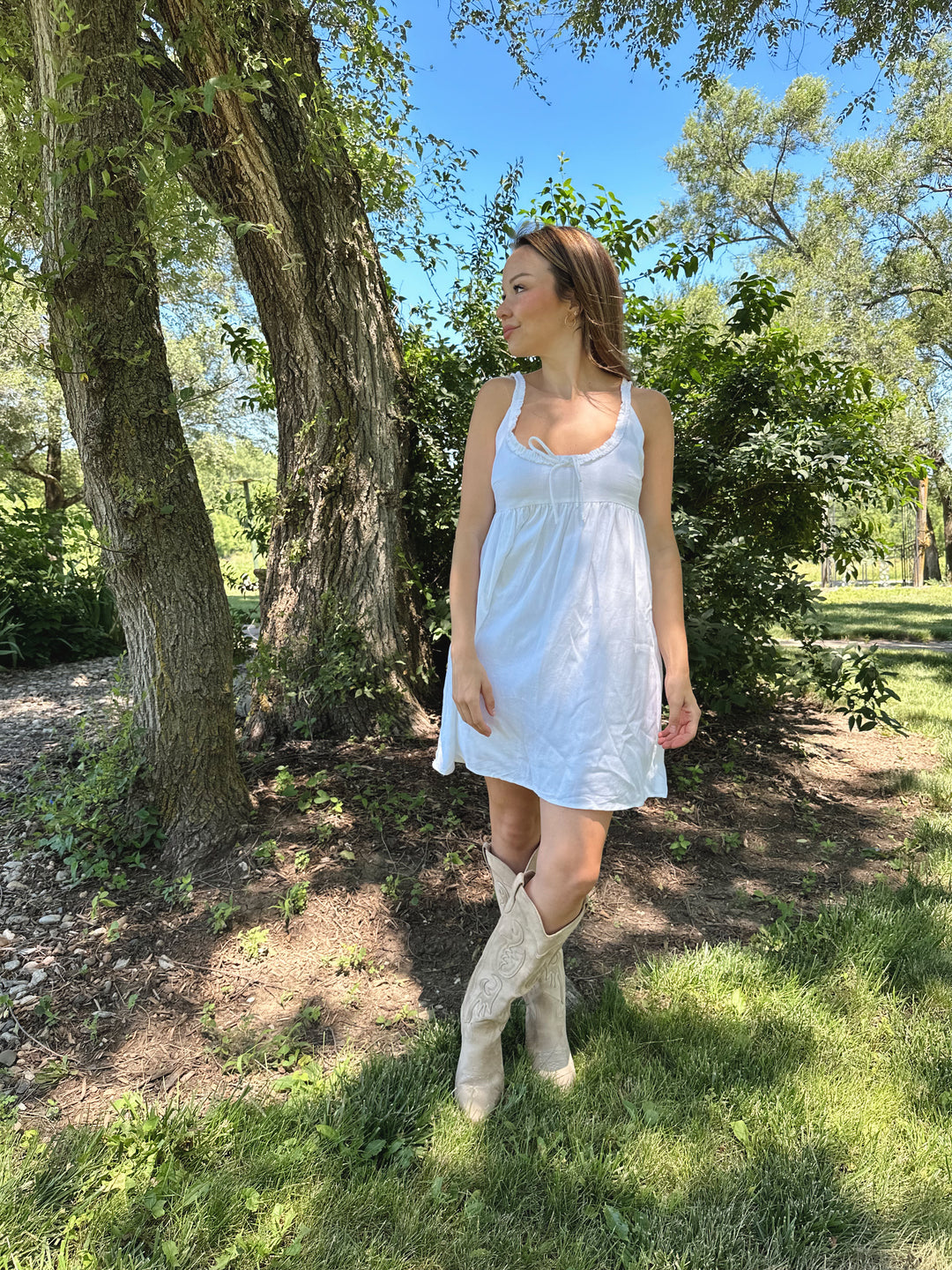 Lakelyn White Scoop Neck Mini Dress