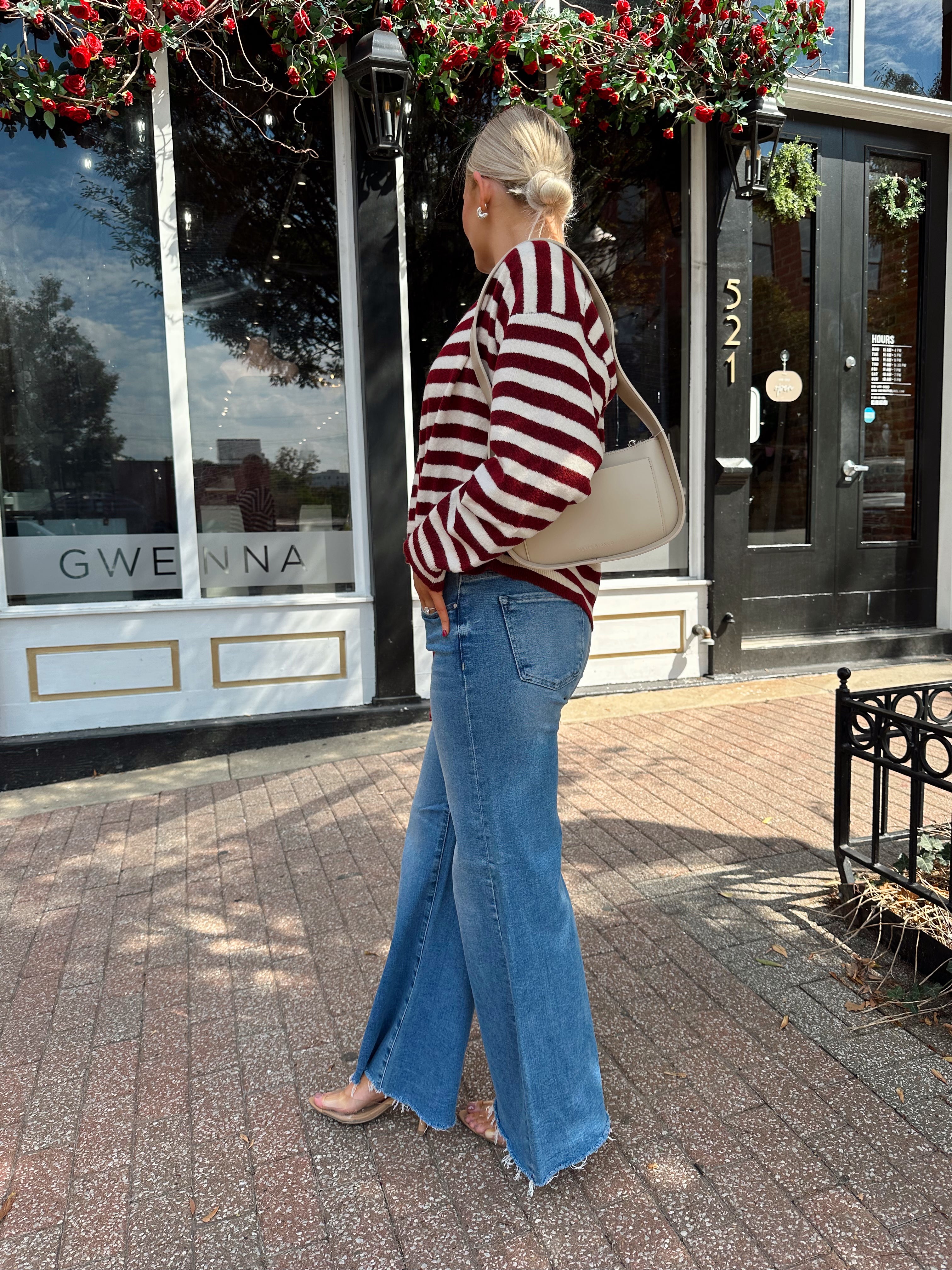Breck Burgundy Striped Cardigan