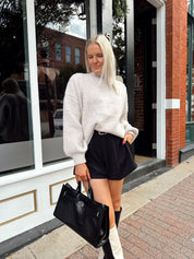 Stone Taupe Oversized Turtleneck Sweater